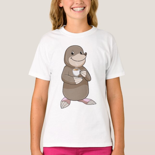 Mole with Coffee Cup T-Shirt (Front)