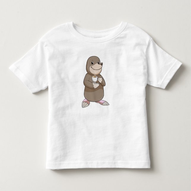 Mole with Coffee Cup Toddler T-shirt (Front)