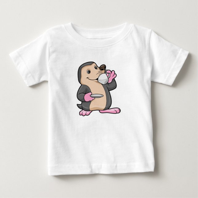 Mole with Cup of Coffee & Saucer Baby T-Shirt (Front)