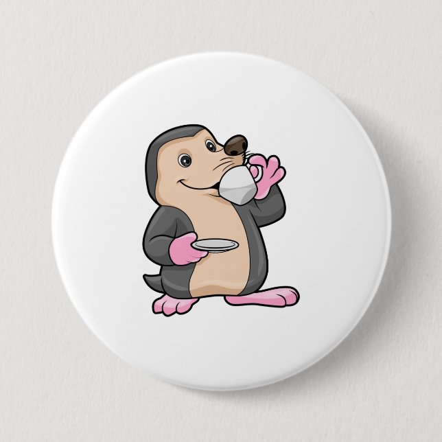Mole with Cup of Coffee & Saucer Button (Front)