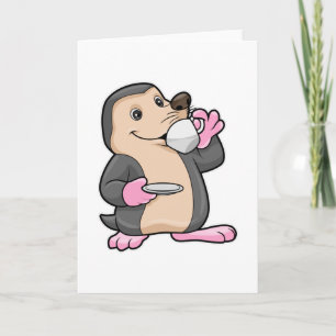 Mole with Cup of Coffee & Saucer Card
