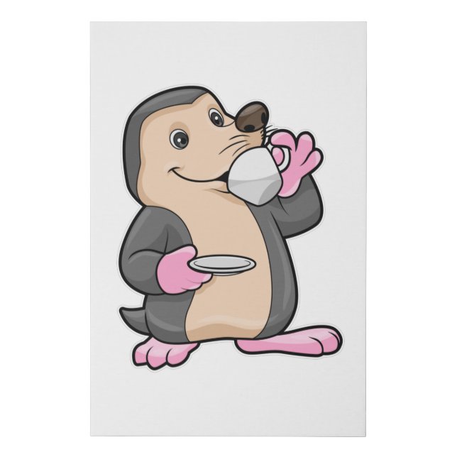 Mole with Cup of Coffee & Saucer Faux Canvas Print (Front)
