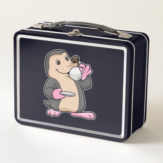 Mole with Cup of Coffee & Saucer Metal Lunch Box (Front)