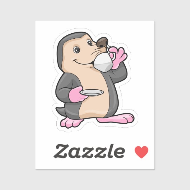 Mole with Cup of Coffee & Saucer Sticker (Sheet)