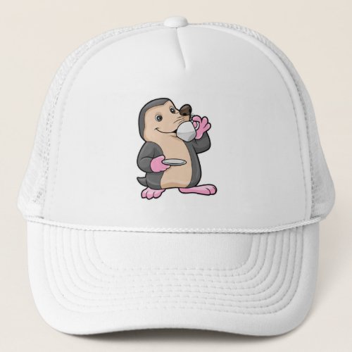 Mole with Cup of Coffee  Saucer Trucker Hat