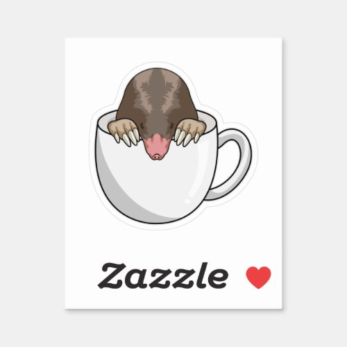Mole with Cup of Coffee Sticker