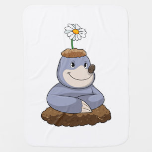 Mole with Daisy Flower Baby Blanket