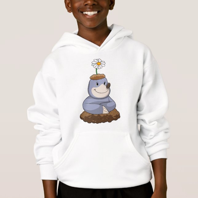 Mole with Daisy Flower Hoodie (Front)