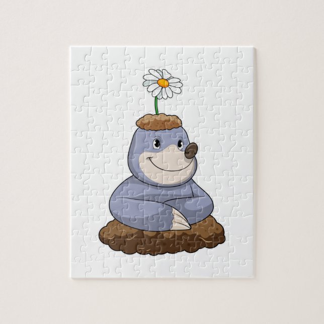 Mole with Daisy Flower Jigsaw Puzzle (Vertical)