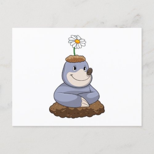 Mole with Daisy Flower Postcard