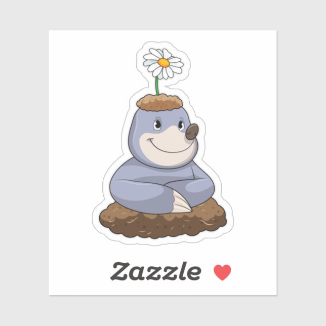 Mole with Daisy Flower Sticker (Sheet)
