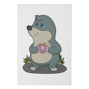 Mole with Donut Faux Canvas Print