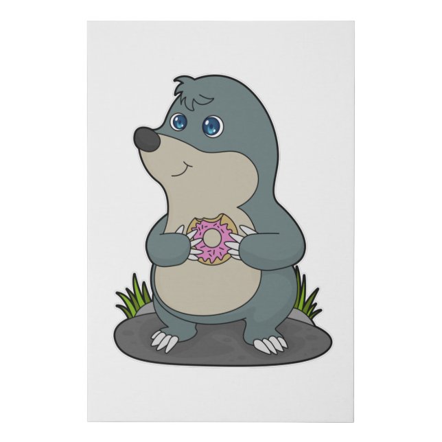 Mole with Donut Faux Canvas Print (Front)