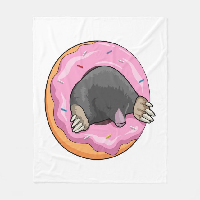 Mole with Donut Fleece Blanket (Front)