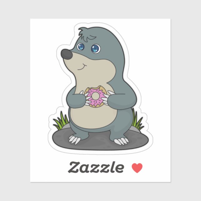Mole with Donut Sticker (Sheet)