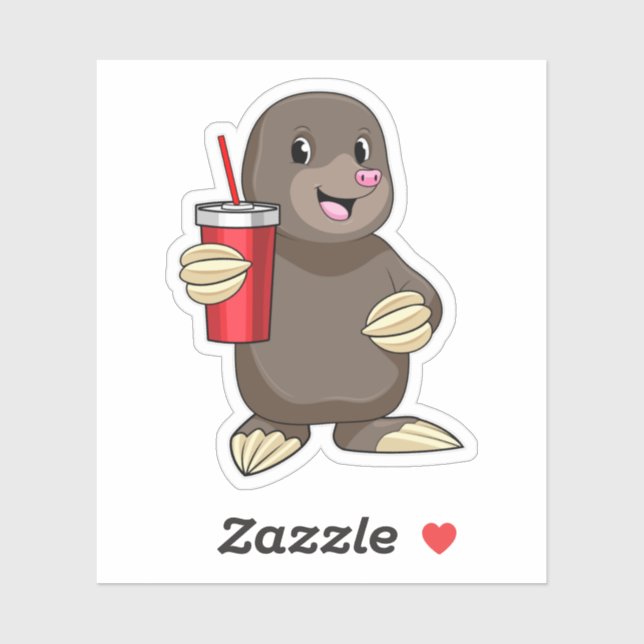 Mole with Drinking mug Sticker (Sheet)
