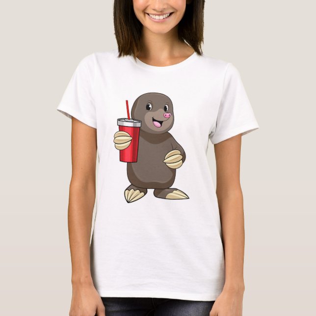 Mole with Drinking mug T-Shirt (Front)