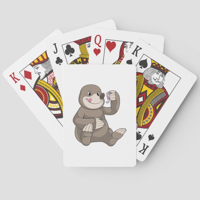Mole with Earthworm Poker Cards (Back)