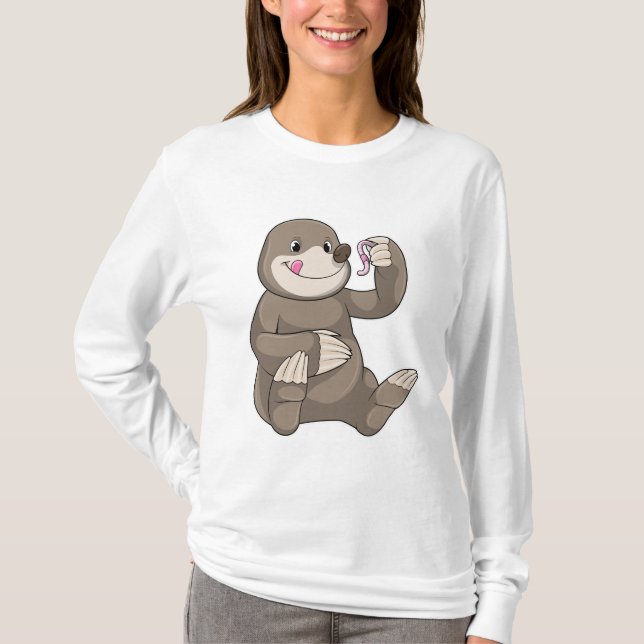 Mole with Earthworm T-Shirt (Front)