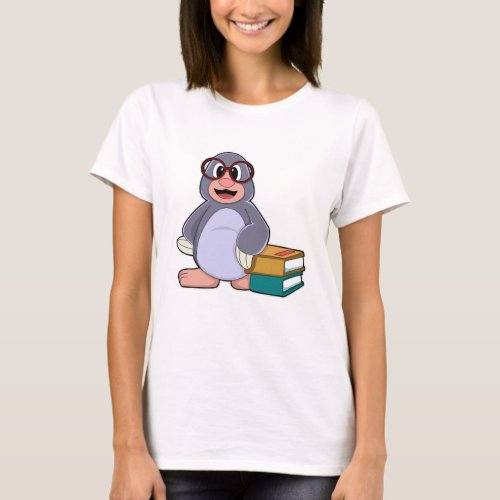 Mole with Glasses  Books T_Shirt