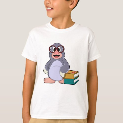 Mole with Glasses  Books T_Shirt