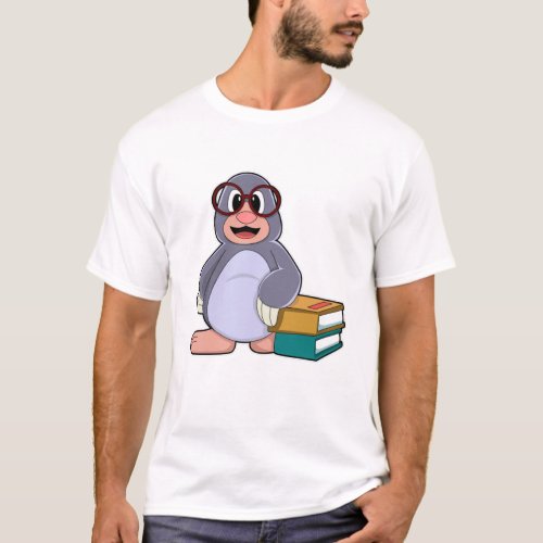 Mole with Glasses  Books T_Shirt