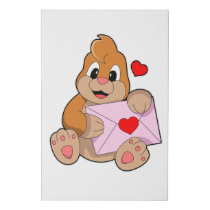 Mole with Heart Envelope Faux Canvas Print