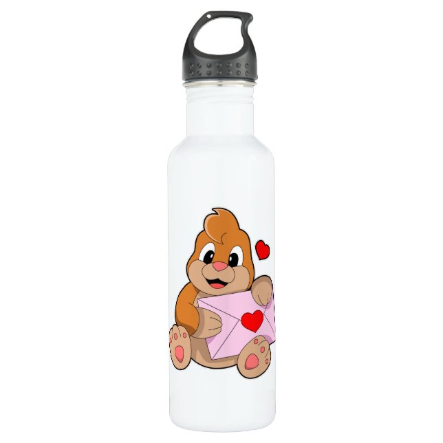 Mole with Heart Envelope Stainless Steel Water Bottle (Front)