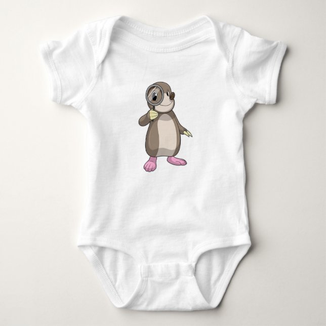 Mole with Magnifying glass Baby Bodysuit (Front)