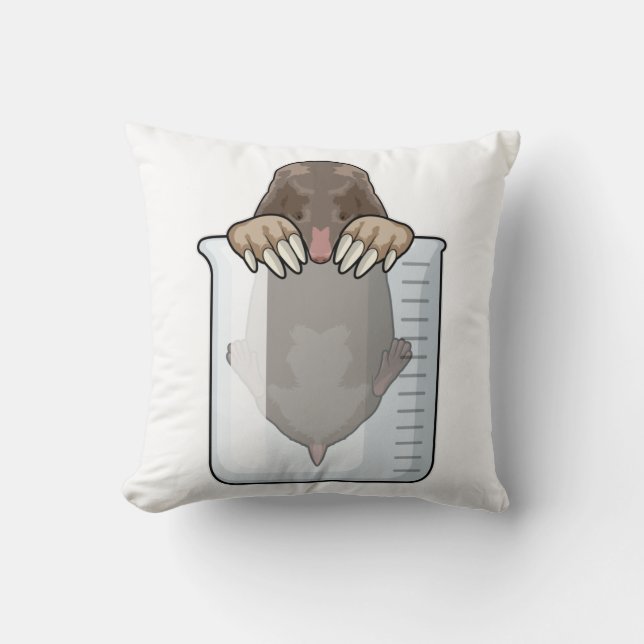Mole with Measuring cup Throw Pillow (Front)