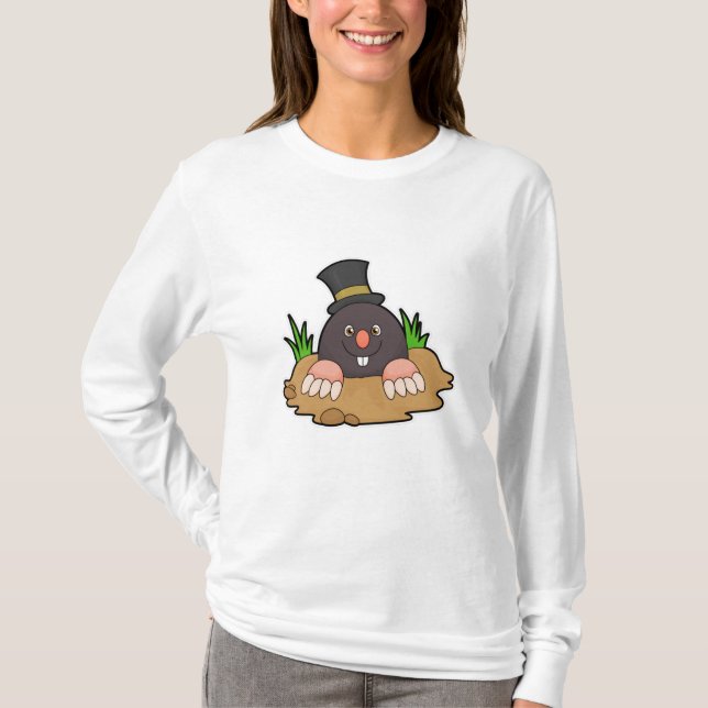 Mole with Molehill & Hat T-Shirt (Front)
