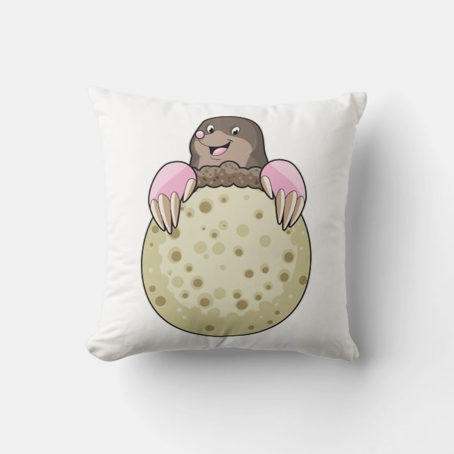 Mole with Moon Throw Pillow (Front)