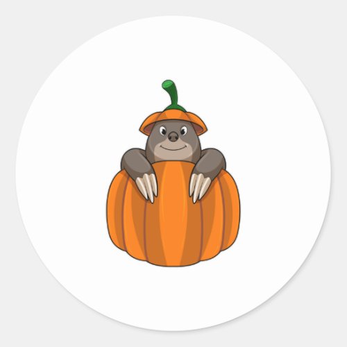 Mole with Pumpkin Classic Round Sticker
