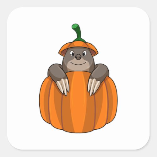 Mole with Pumpkin Square Sticker
