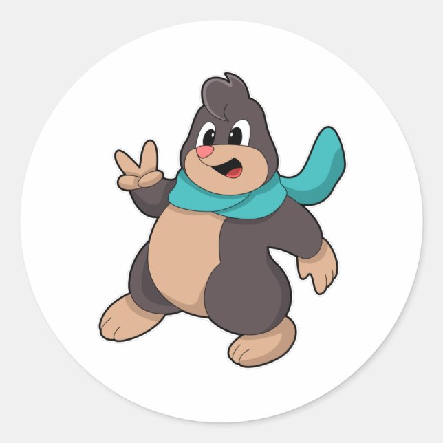 Mole with Scarf Classic Round Sticker (Front)