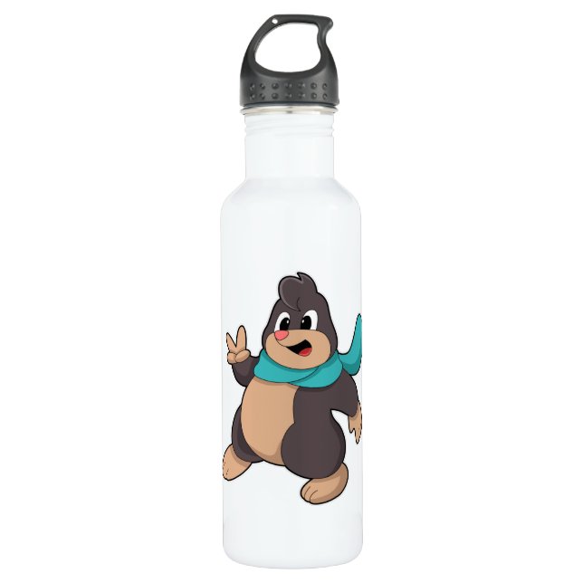 Mole with Scarf Stainless Steel Water Bottle (Front)