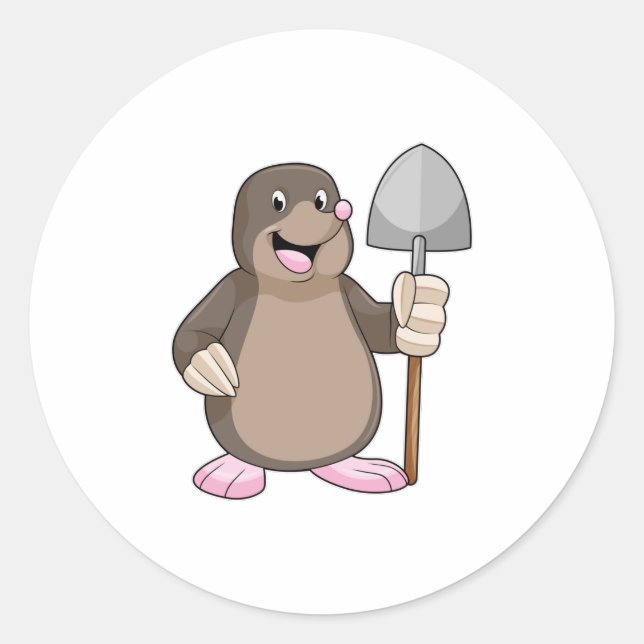 Mole with Shovel Classic Round Sticker (Front)