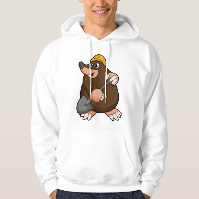 Mole with Shovel & Hard hat Hoodie (Front)