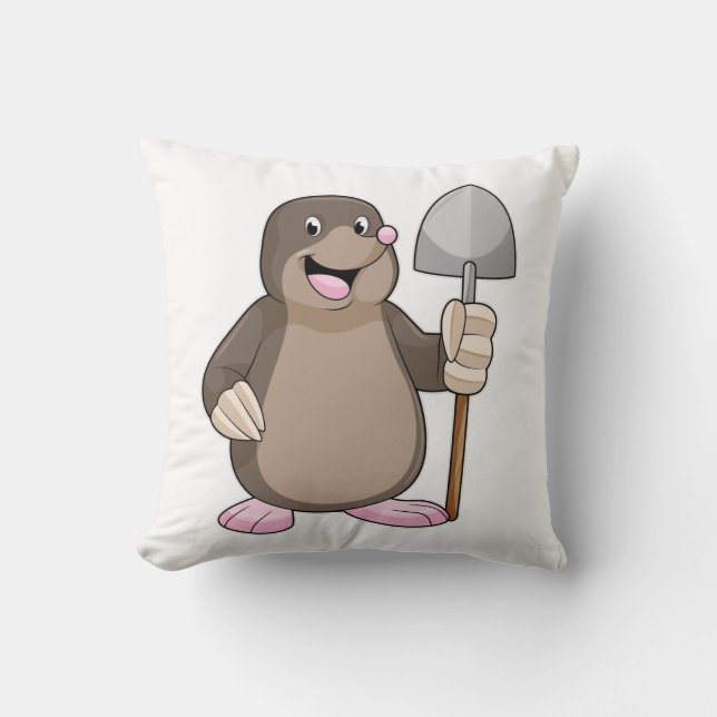 Mole with Shovel Throw Pillow (Front)