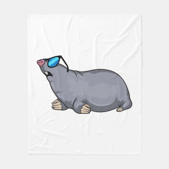 Mole with Sunglasses Fleece Blanket (Front)