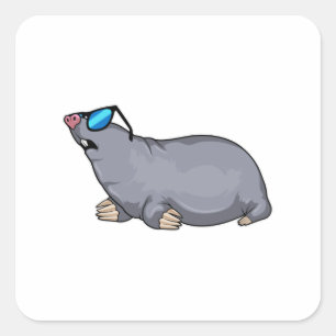 Mole with Sunglasses Square Sticker
