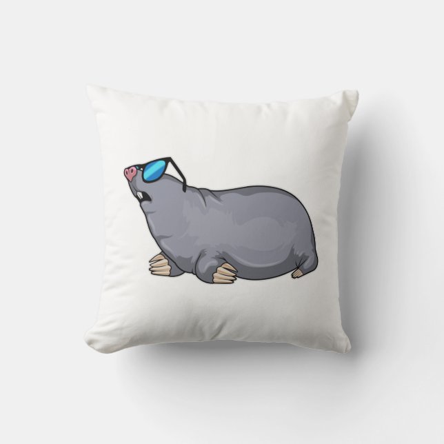 Mole with Sunglasses Throw Pillow (Front)