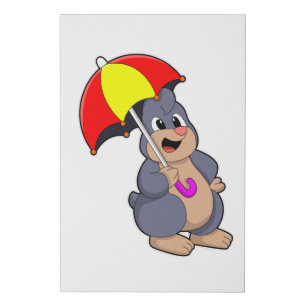 Mole with Umbrella Faux Canvas Print