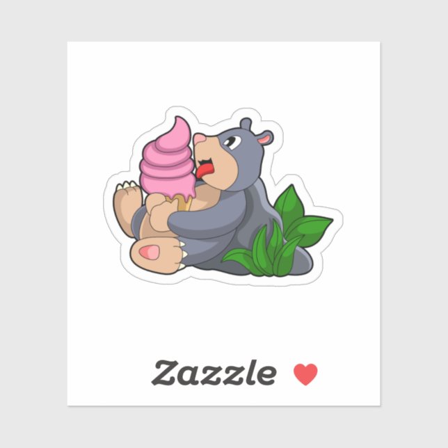 Mole with Waffle ice cream Sticker (Sheet)