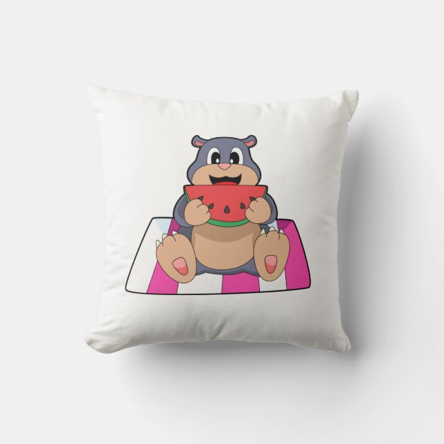 Mole with Watermelon.PNG Throw Pillow (Front)