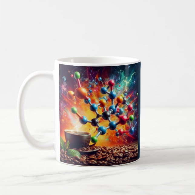 Molecular Caffeine Structure - Science Art Coffee Coffee Mug (Left)