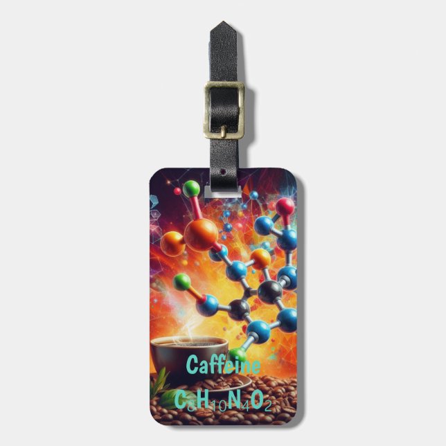 Molecular Caffeine Structure - Science Art Coffee Luggage Tag (Front Vertical)