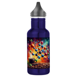 Molecular Caffeine Structure - Science Art Coffee Stainless Steel Water Bottle