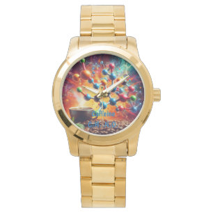 Molecular Caffeine Structure - Science Art Coffee Watch