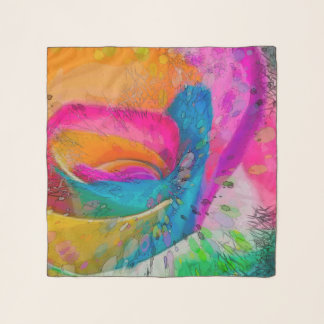 MOLECULAR RAINBOW ROSE Abstract Art Design Scarf